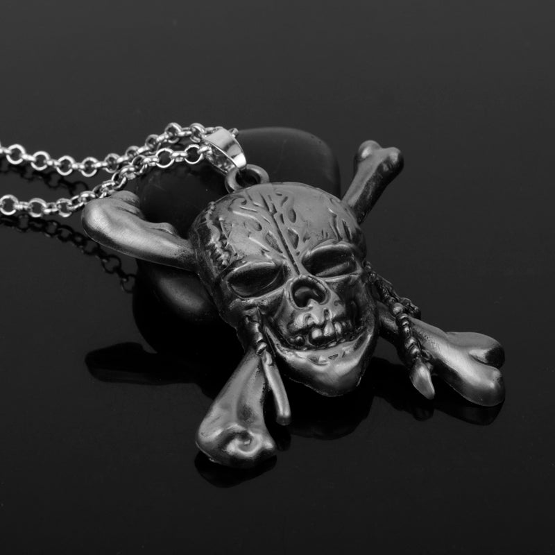 of the Caribbean Necklace Captain Jack Sparrow Mask Skull Crossbones Charm Pendant For Men Women Movie Jewelry