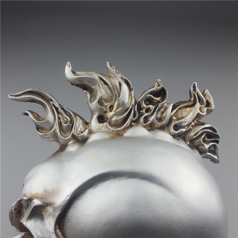 Human Statues Resin Sculptures Silver Personalized Skull
