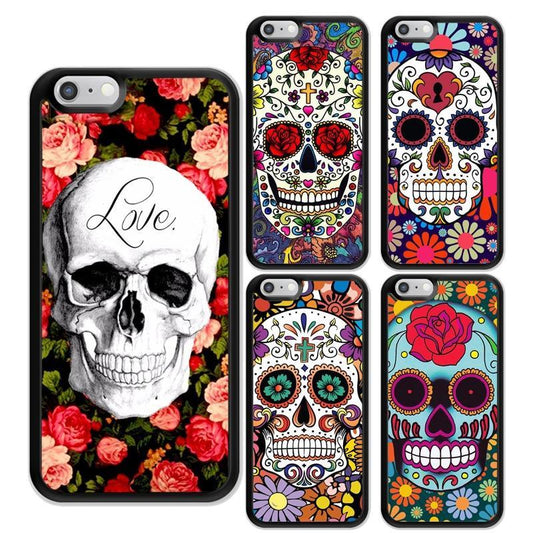 Sugar Skull flower Printed Soft Rubber Mobile Phone Cases For iPhone