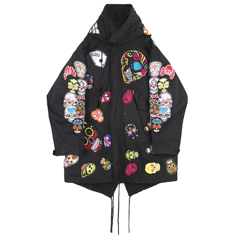 Streetwear Hip Hop Gothic Hooded Windbreaker Jacket