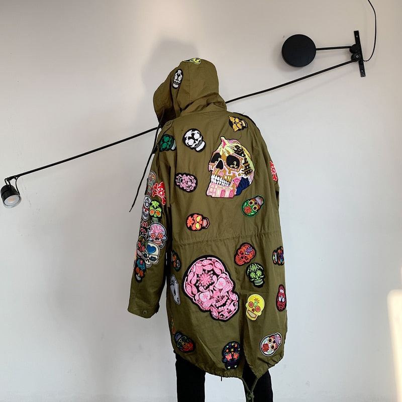 Streetwear Hip Hop Gothic Hooded Windbreaker Jacket