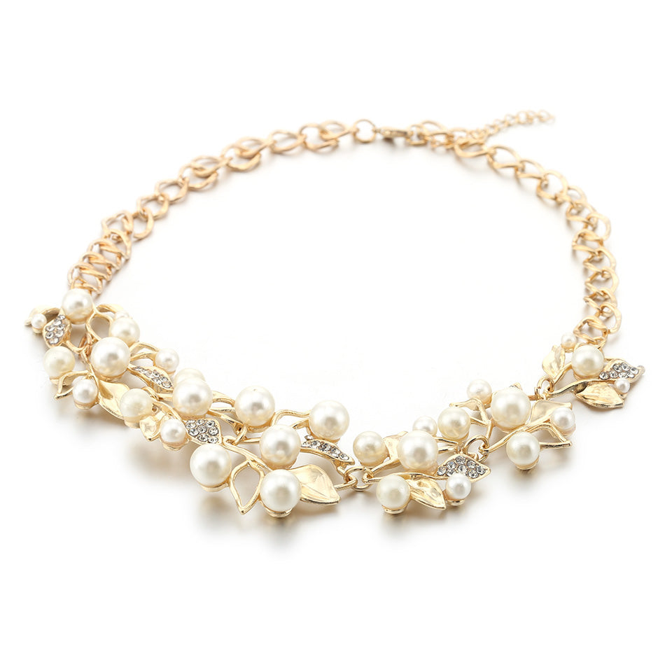 Match-Right Simulated Pearl Necklaces & Pendants Leaves Statement Necklace Women Collares Ethnic Jewelry for Personalized Gifts