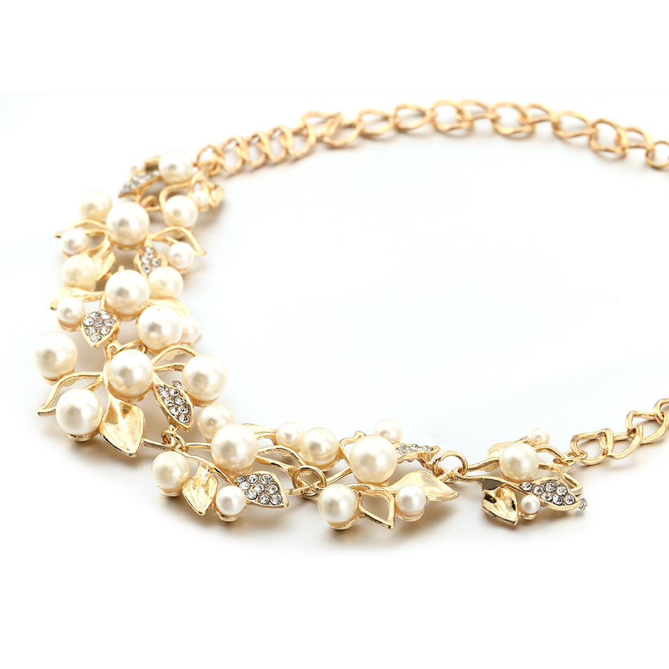 Match-Right Simulated Pearl Necklaces & Pendants Leaves Statement Necklace Women Collares Ethnic Jewelry for Personalized Gifts