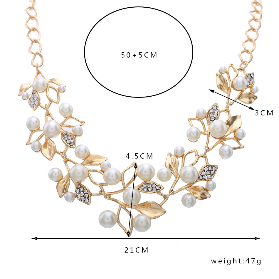 Match-Right Simulated Pearl Necklaces & Pendants Leaves Statement Necklace Women Collares Ethnic Jewelry for Personalized Gifts
