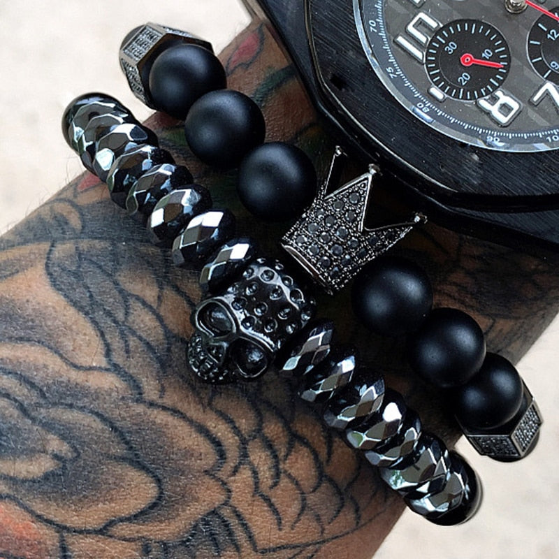 Set of 2 Skull bracelets for mens