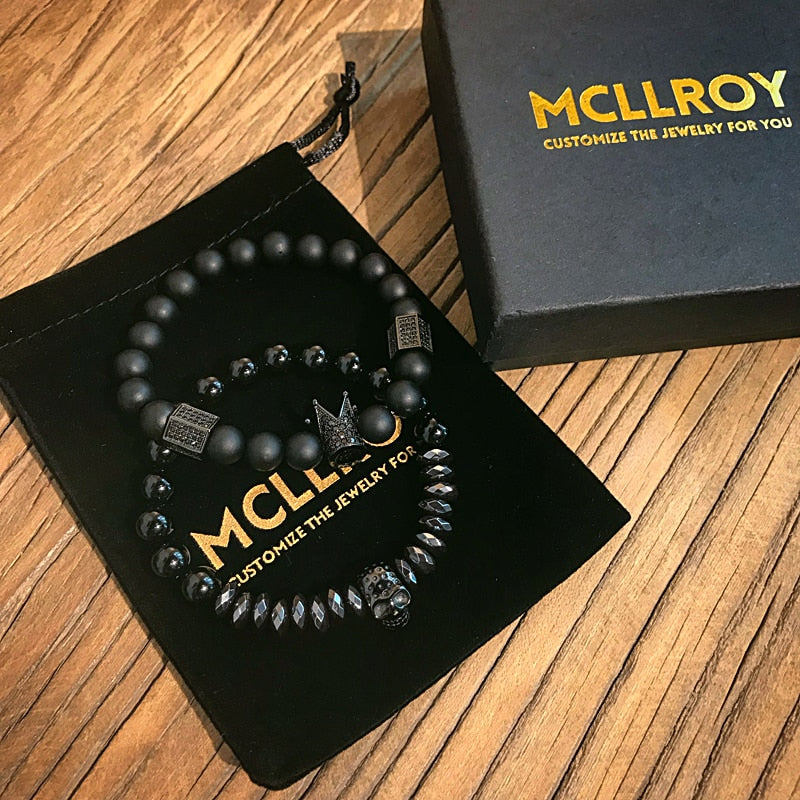Set of 2 Skull bracelets for mens