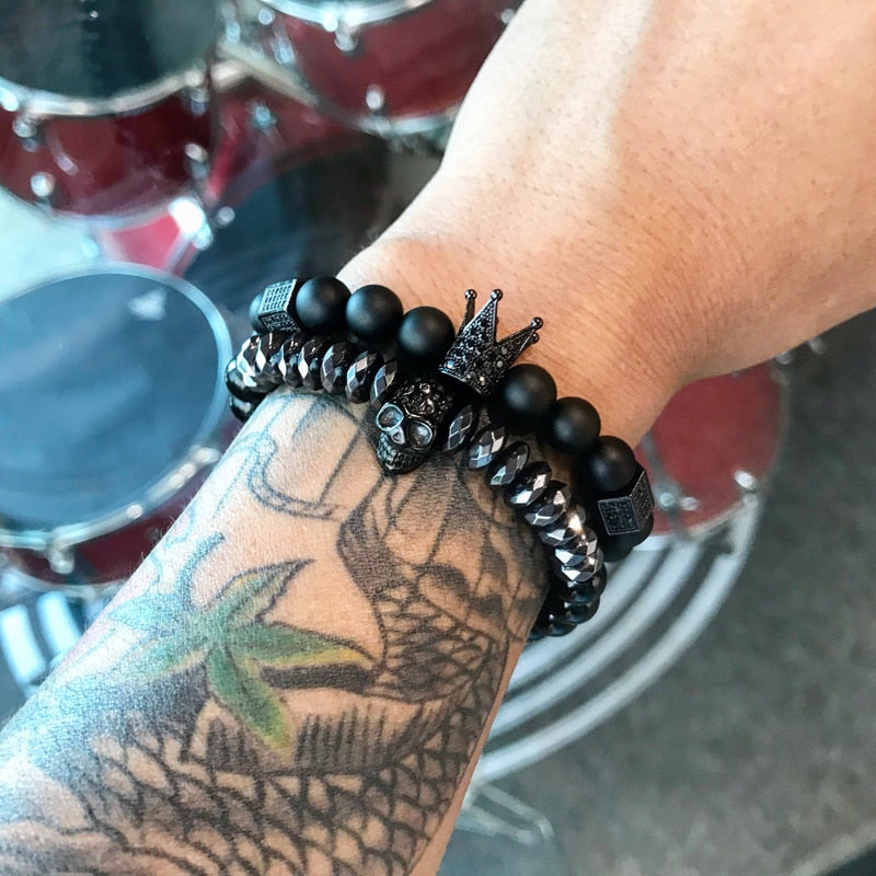 Set of 2 Skull bracelets for mens