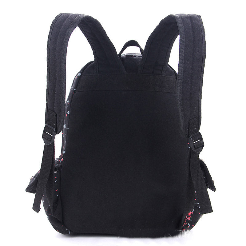 Men Women Unisex Sugar Flower Printed Skull Gothic Emo Punk Backpack Rucksack School Bag Pink Waterproof Mochila