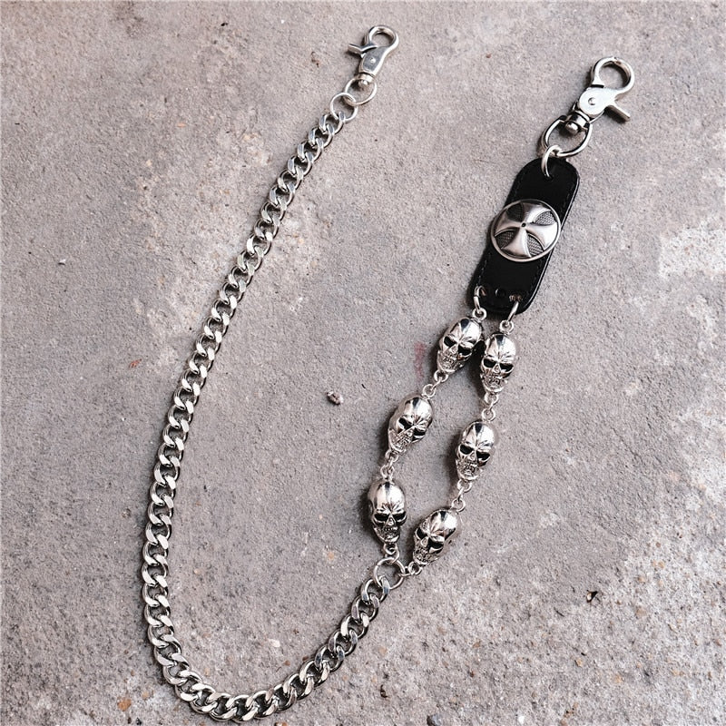 Men's Motorcyle KeyChain Jean Biker Wallet Belts Chain Skull Charm Gothic Rock Skull Pants Trousers Waist Key