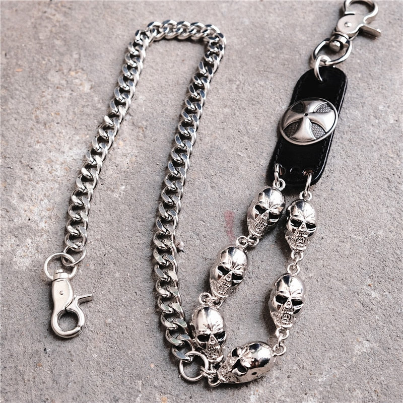 Men's Motorcyle KeyChain Jean Biker Wallet Belts Chain Skull Charm Gothic Rock Skull Pants Trousers Waist Key