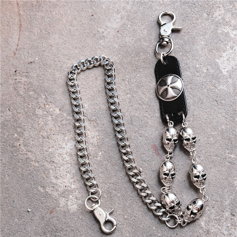 Men's Motorcyle KeyChain Jean Biker Wallet Belts Chain Skull Charm Gothic Rock Skull Pants Trousers Waist Key
