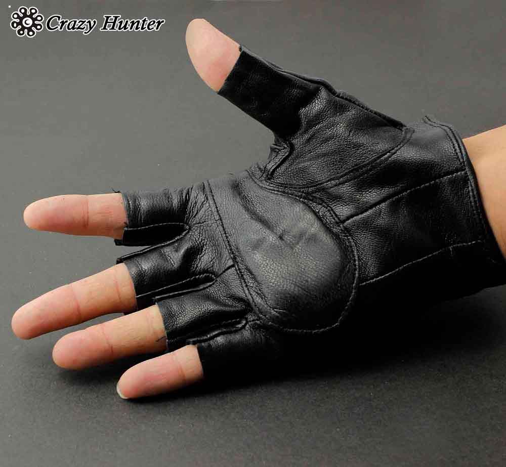Men's Real Leather Skull Punk Rocker Driving Motorcycle Biker