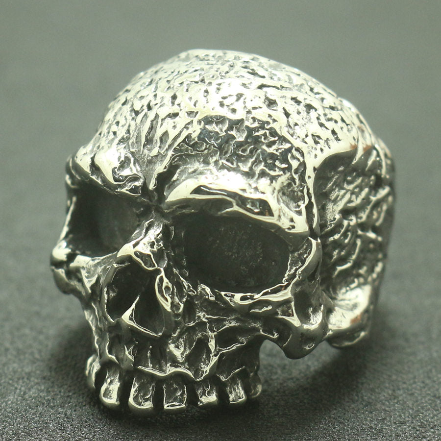 Mens Boys 316L Stainless Steel Cool Evil Demon Flaming Big Skull Biker Ring