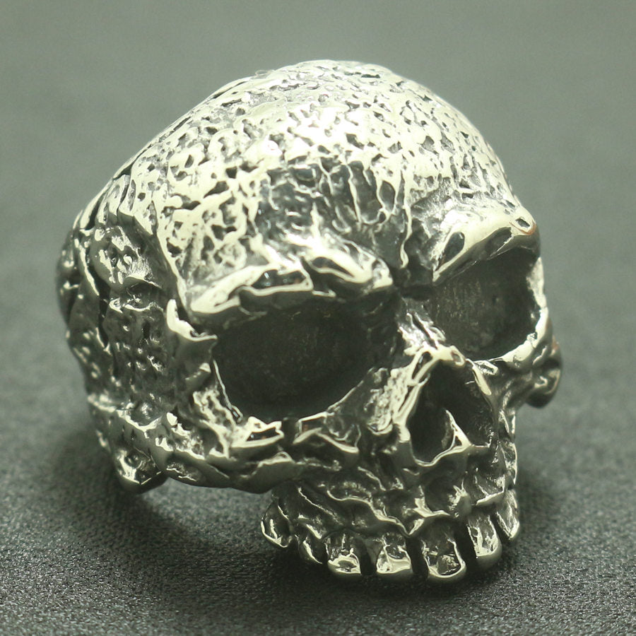 Mens Boys 316L Stainless Steel Cool Evil Demon Flaming Big Skull Biker Ring