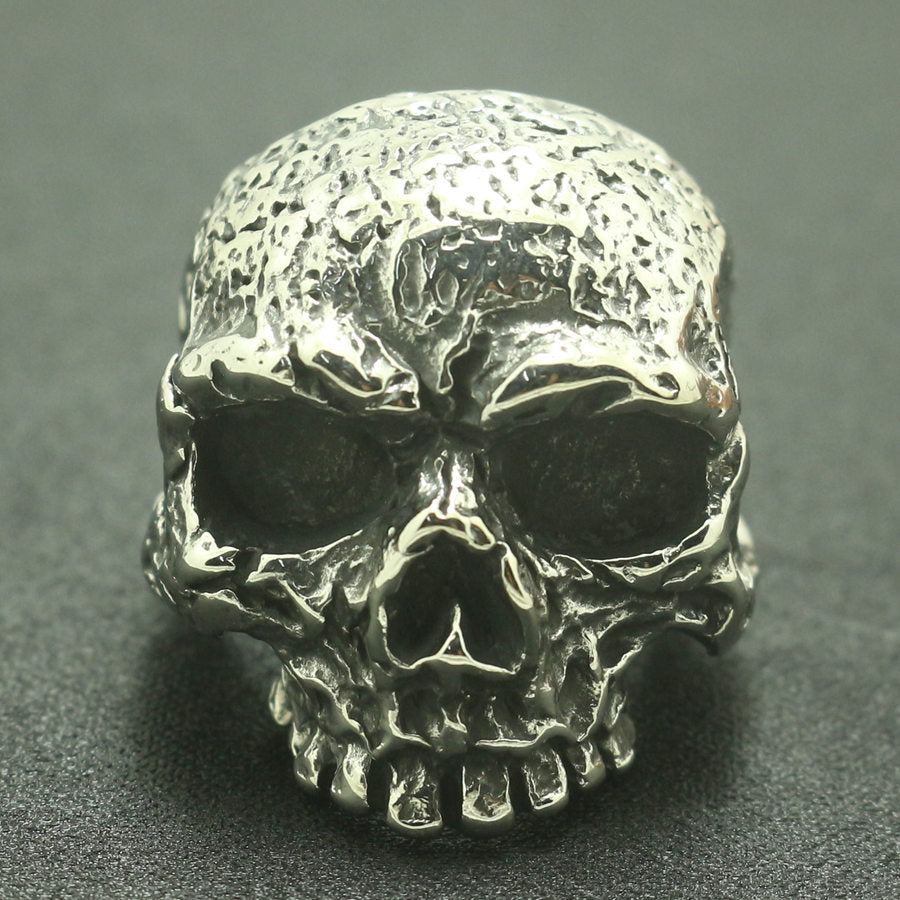 Mens Boys 316L Stainless Steel Cool Evil Demon Flaming Big Skull Biker Ring