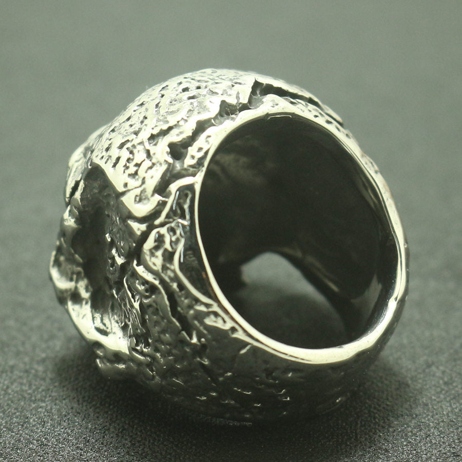 Mens Boys 316L Stainless Steel Cool Evil Demon Flaming Big Skull Biker Ring