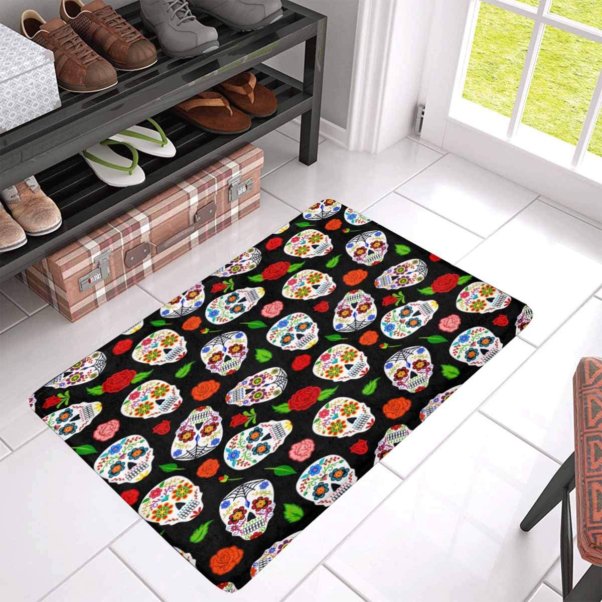 Sugar Skulls and Roses Door Mat Floor Carpet for Living Room