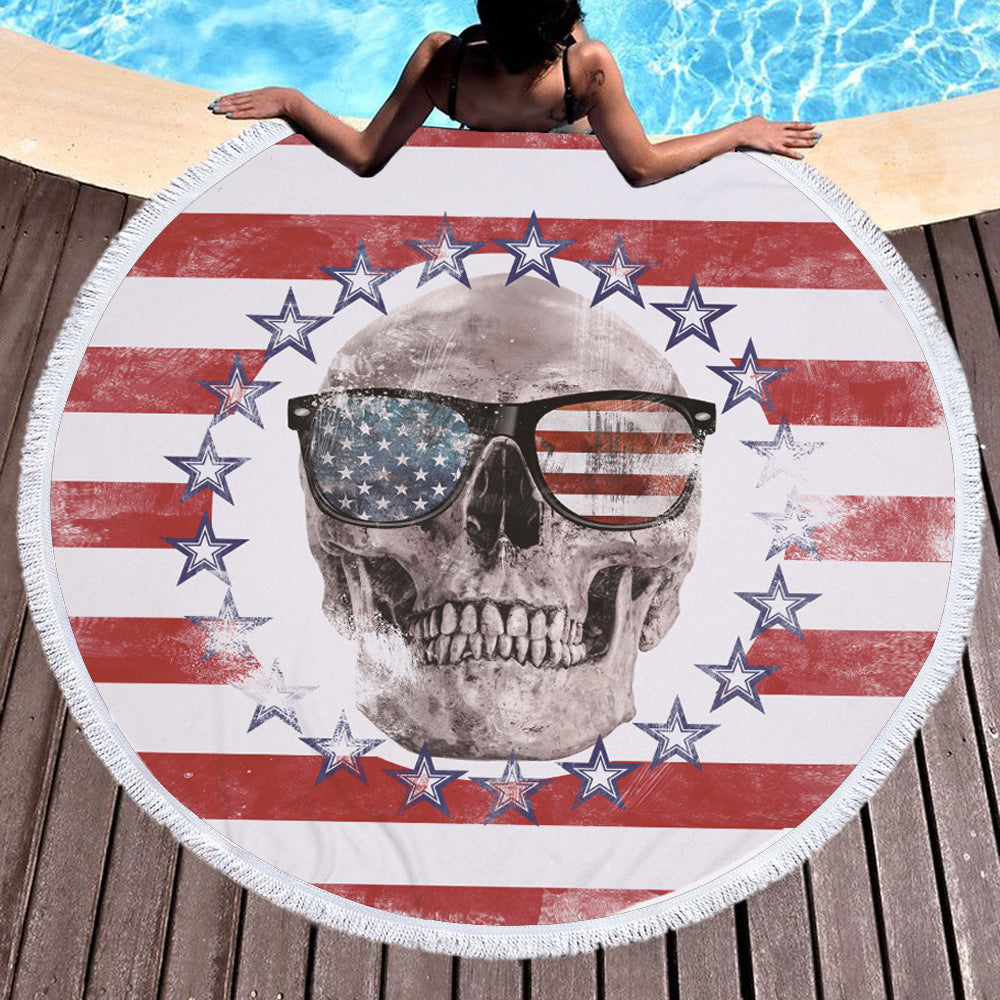 Microfiber Large Bath Towel for Beach Thick 150cm Round Sugar Skull Printed Beach Towel Quick Compressed Towel Tapestry Yoga Mat