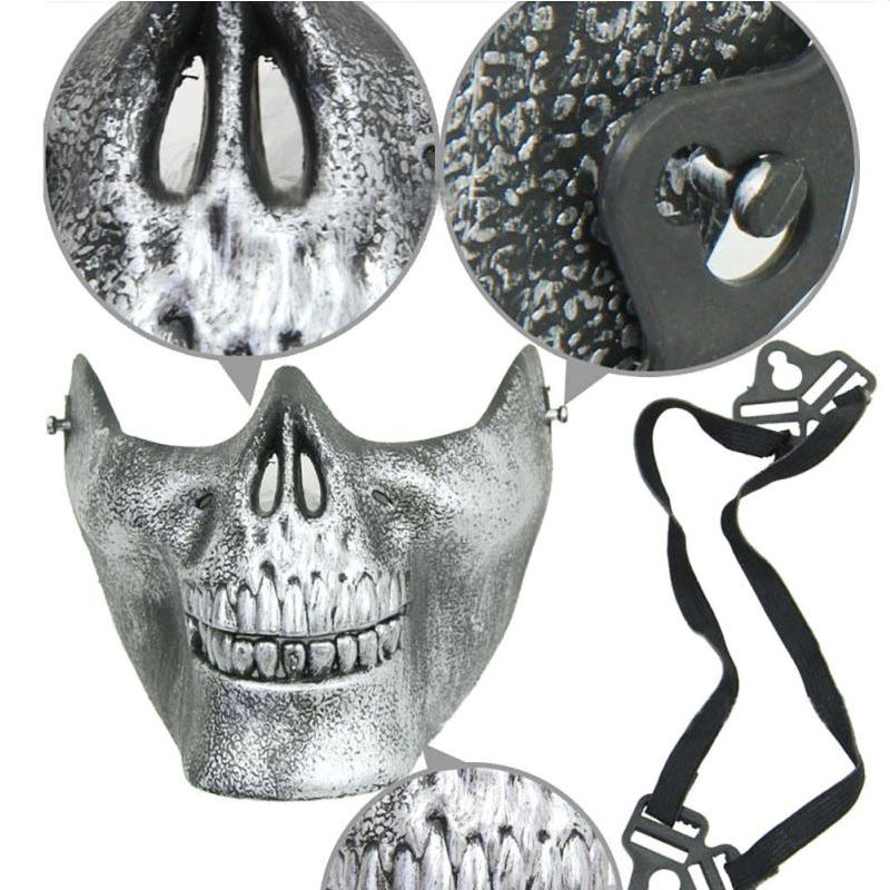 Minch 1 pc Scary Skull Skeleton Mask Halloween Costume Half Face Masks for Party