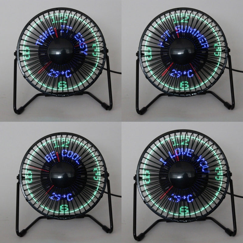 Mini USB Fan Desktop USB LED Fan Real Time Temperature Message Cooling Fan For PC Home Office Gadgets