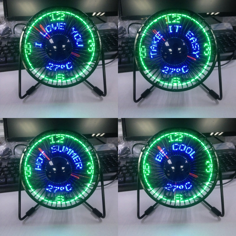 Mini USB Fan Desktop USB LED Fan Real Time Temperature Message Cooling Fan For PC Home Office Gadgets