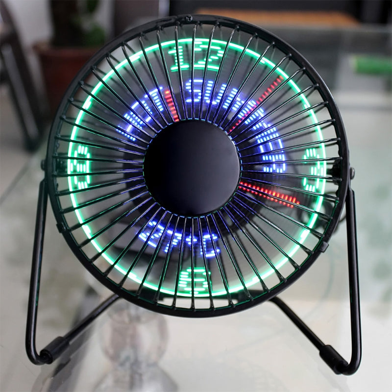 Mini USB Fan Desktop USB LED Fan Real Time Temperature Message Cooling Fan For PC Home Office Gadgets