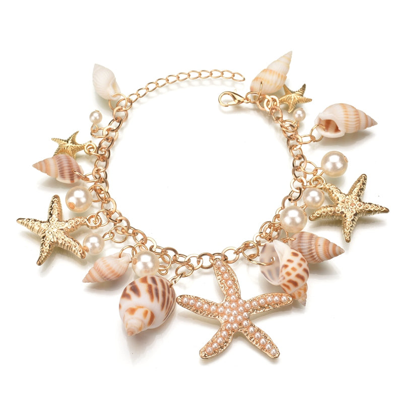 New Fashion Tidal Marine Shells And Starfish Bohemian Charm Bracelet For Women Jewelry
