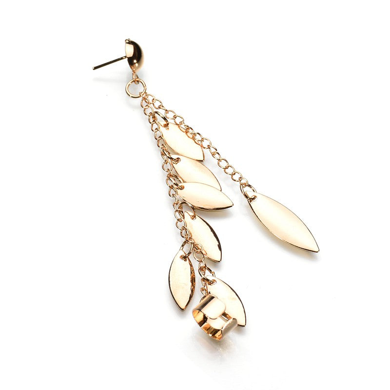 Gold Color Earrings For Women Bohemia Jewelry 2016 Fashion Alloy Leaves Tassel Ear Cuff Clip Earrings From India