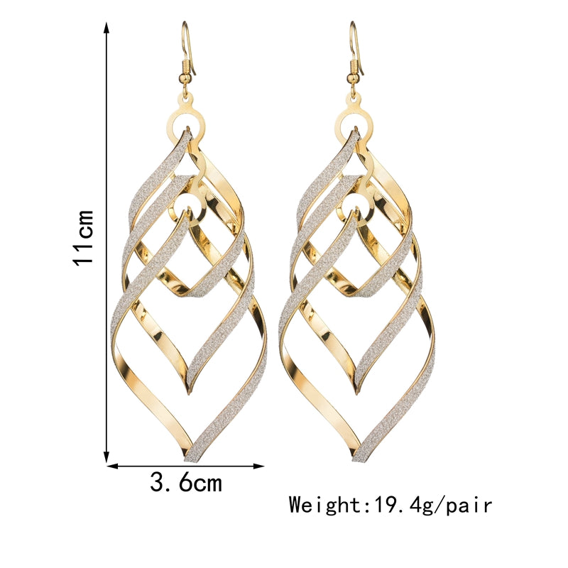 New Brand Design Fashion Elegant Classic Punk Gold Color Spiral Pendant Drop Earrings Jewelry For Women Wholesale