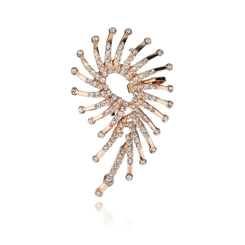 Punk Rock Style Gold Color Earring Luxurious Leaves Ear Cuff Clip Earrings For Women
