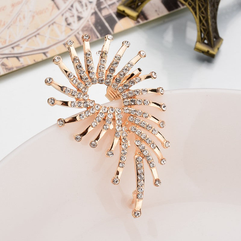 Punk Rock Style Gold Color Earring Luxurious Leaves Ear Cuff Clip Earrings For Women
