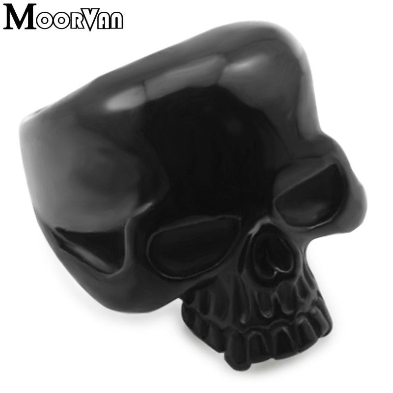 Cool Stainless Steel Rings For Men Trendy Smooth Polishing Big Tripple Skull Ring Punk Biker Jewelry VR312