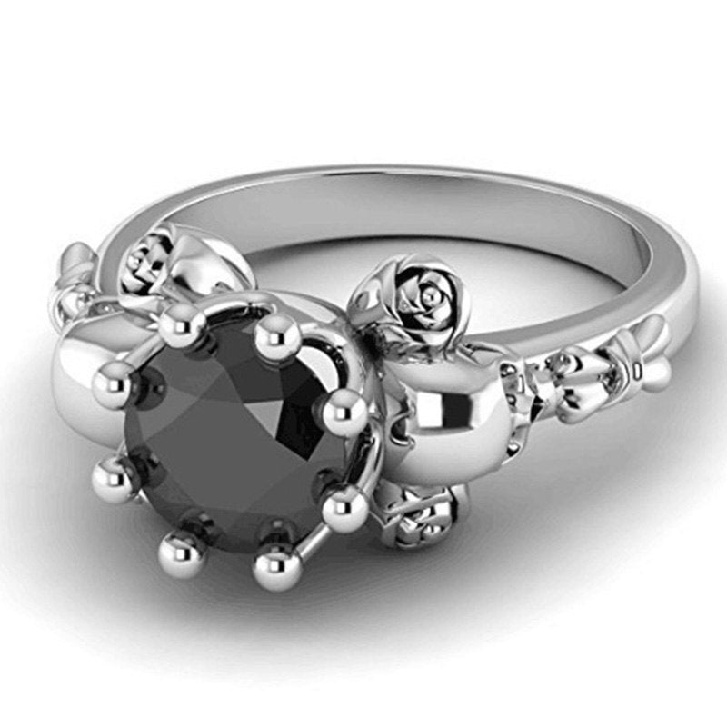 Punk Character Skull Ring Charms Black Zircon Rings for Women Accessories Trendy Party Gift Ring Bague Homme Jewelry