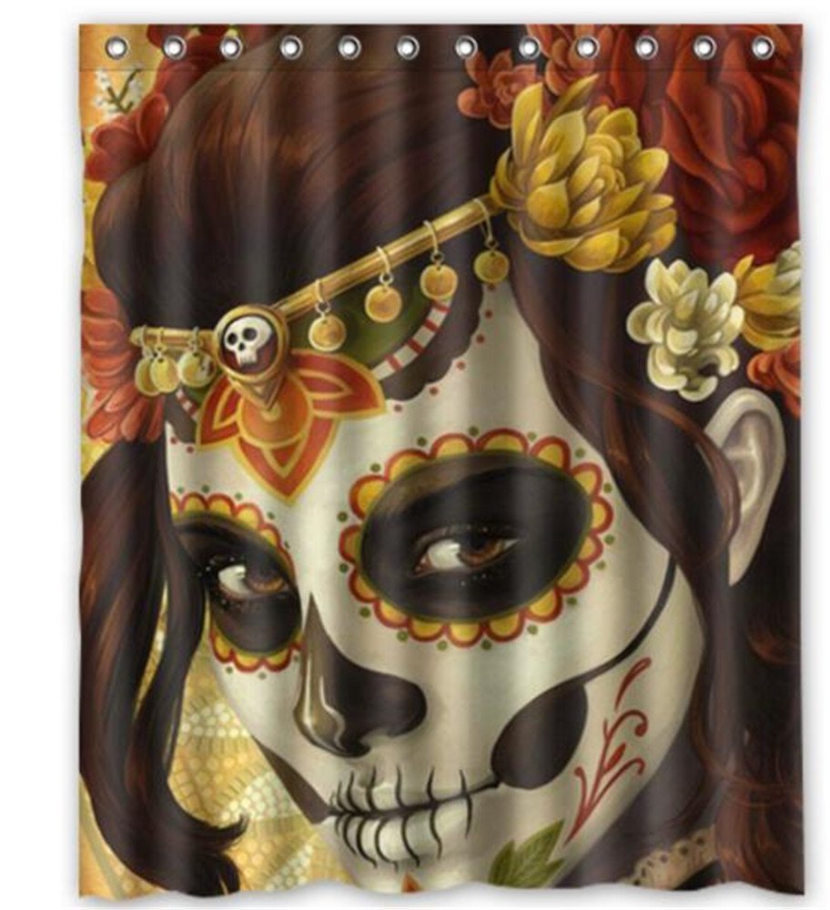 Dia De Los Muertos Suger Skull Bath Curtains Customized 160x180cm Waterproof Shower Curtain Bathroom Curtains Home Decor