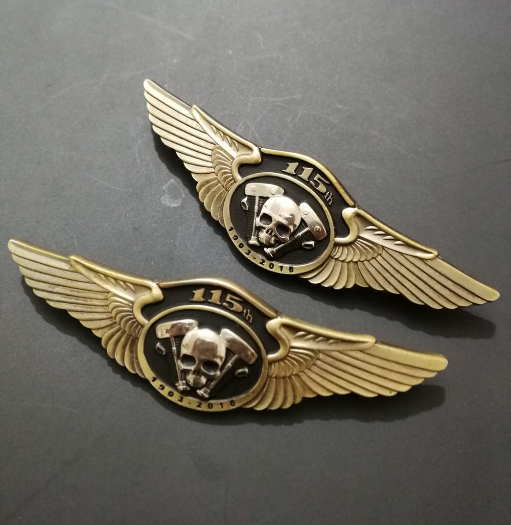 NEWEST MOTORCYCLE SKULL WINGS PINS BADGES BROOCHES FOR BIKER JACKET VEST SHOES BAG BELT GARMENT BROOCHES PINS HAT PINS BUCKLE