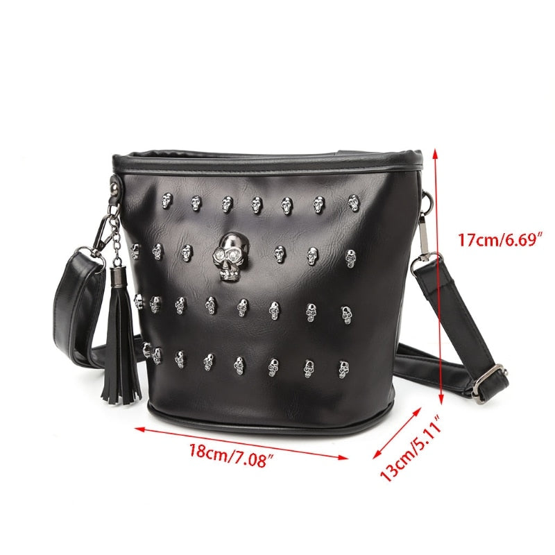 Women Skull Punk Goth Tassel Messenger Shoulder Bag