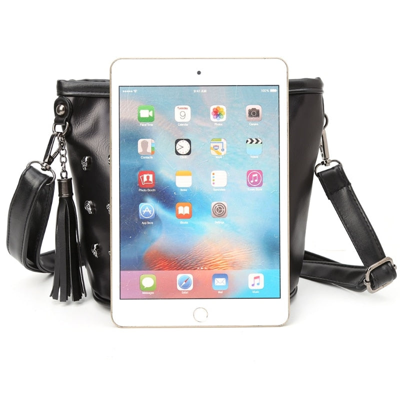 Women Skull Punk Goth Tassel Messenger Shoulder Bag