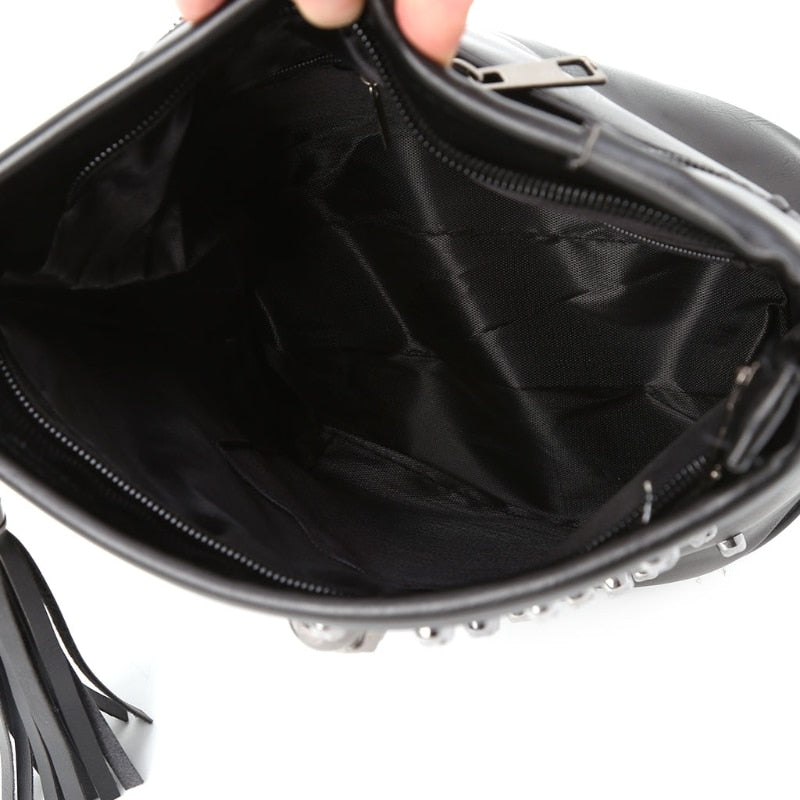 Women Skull Punk Goth Tassel Messenger Shoulder Bag