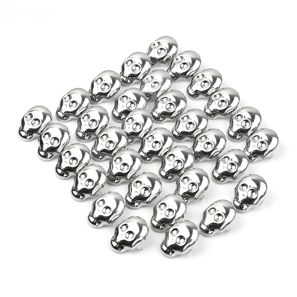 100pcs/Lot Silver Tone Skull Rivets Studs Spots Spikes Punk Rock DIY Leathercraft Clothing Shoes Bag Accessories