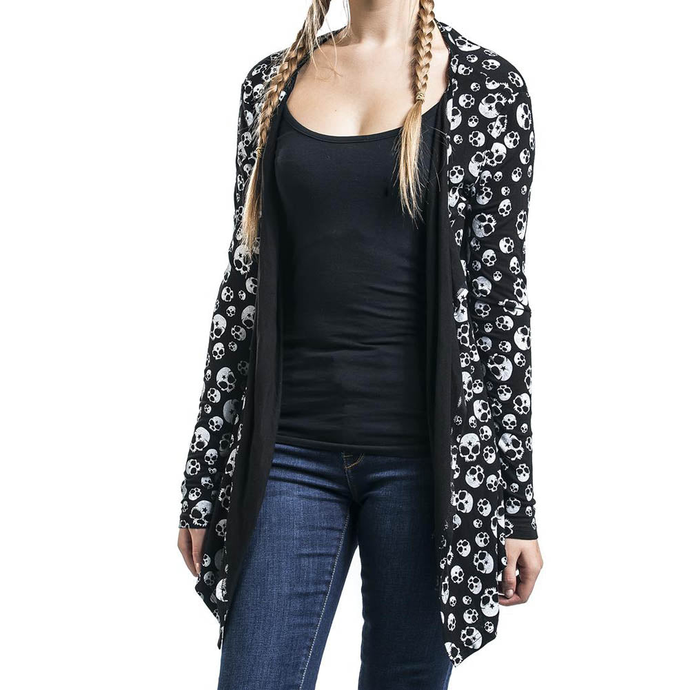 New Arrival Fashion Elegant Women Printed Long Cardigans Spring Autumn Knitted Thin Skull Head Printing cardigan sweater