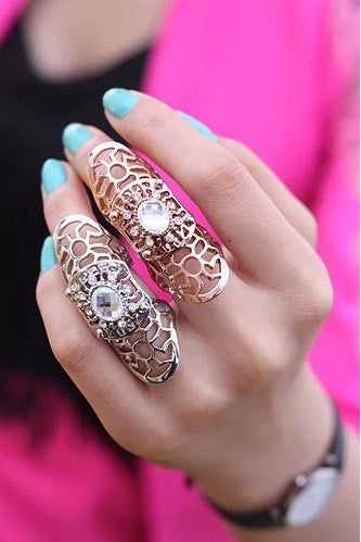 New Arrival Punk Charms Rings Women Carved Crystal Fashion Jeweley Finger Gold/Silver Plated Art Rings Female Wedding Rings