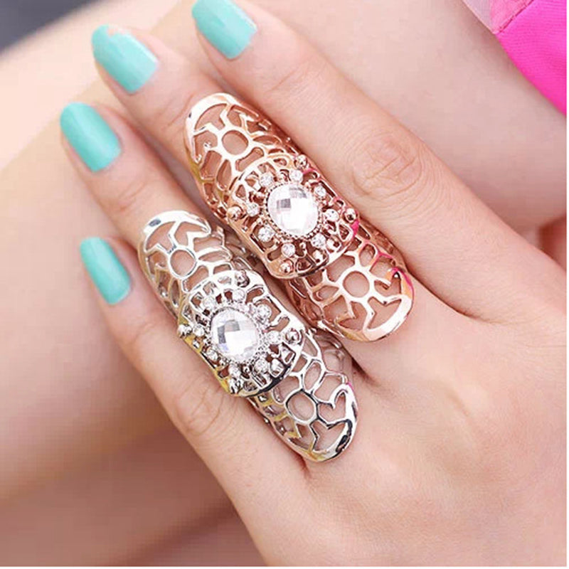 New Arrival Punk Charms Rings Women Carved Crystal Fashion Jeweley Finger Gold/Silver Plated Art Rings Female Wedding Rings
