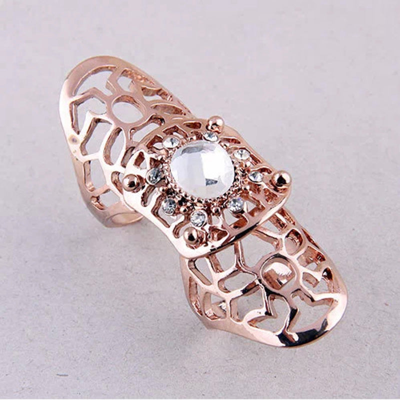 New Arrival Punk Charms Rings Women Carved Crystal Fashion Jeweley Finger Gold/Silver Plated Art Rings Female Wedding Rings