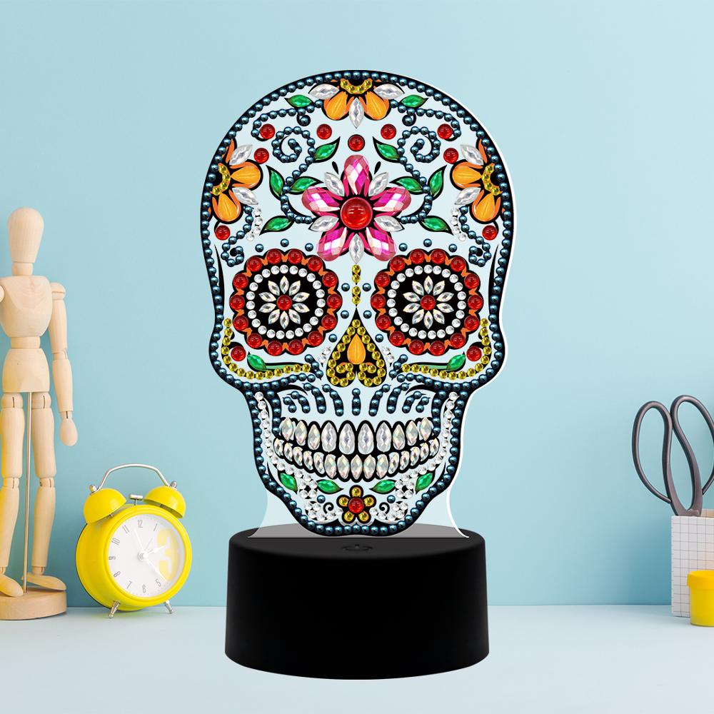 Sugar Skull Pattern Table LED Lamp Diamond Painting Light Special Shaped Cross Stitch Mosaic