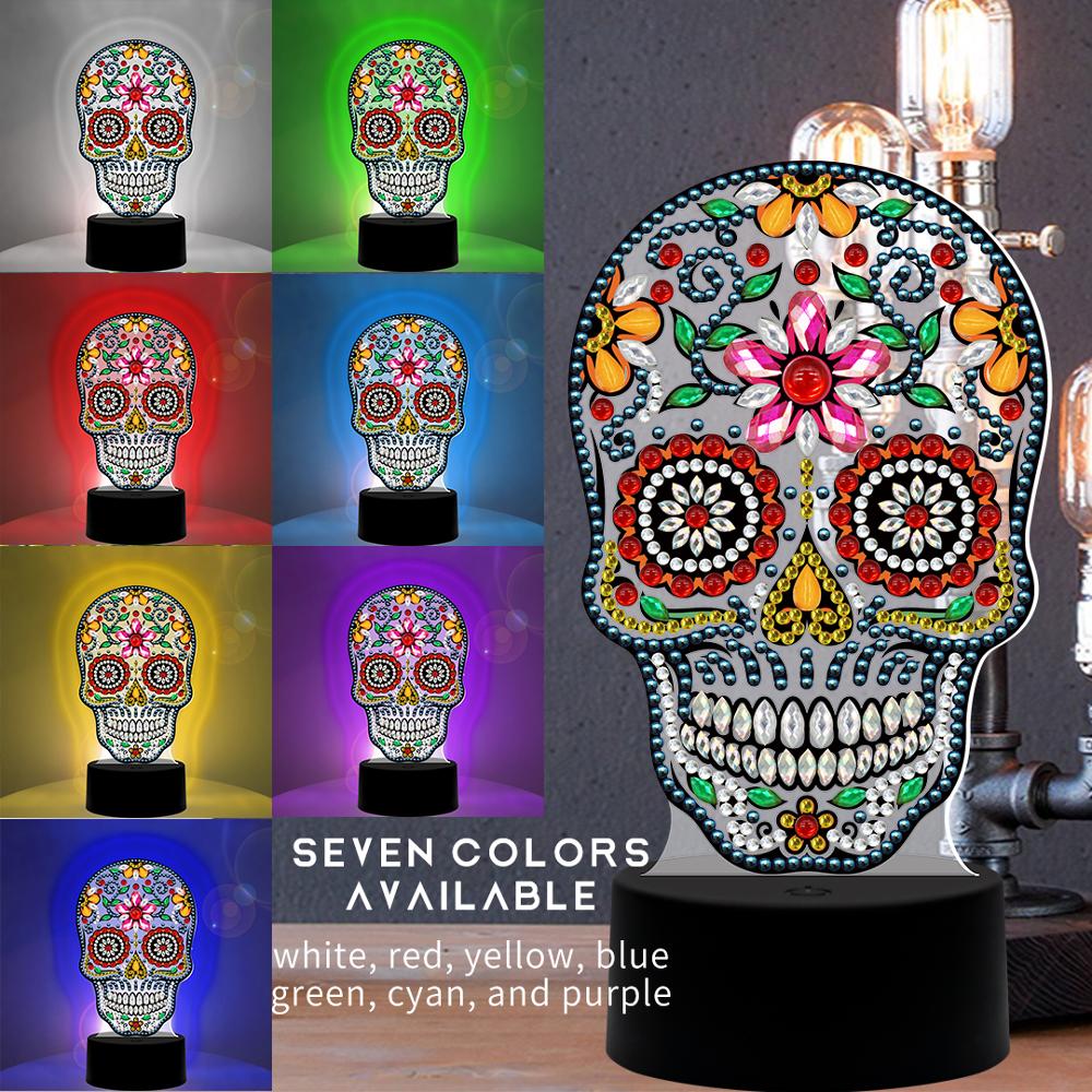 Sugar Skull Pattern Table LED Lamp Diamond Painting Light Special Shaped Cross Stitch Mosaic