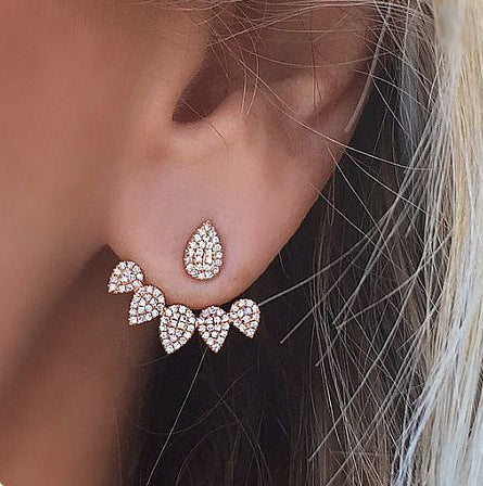 New Drop Rhinestone Stud Earring for Women Double Side Fashion Bridal Wedding Party Jewelry Earrings female Ear brincos