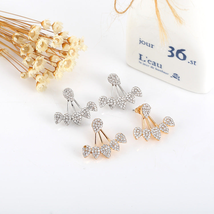 New Drop Rhinestone Stud Earring for Women Double Side Fashion Bridal Wedding Party Jewelry Earrings female Ear brincos