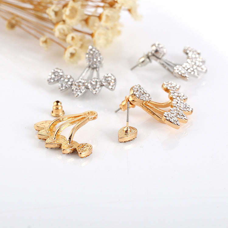 New Drop Rhinestone Stud Earring for Women Double Side Fashion Bridal Wedding Party Jewelry Earrings female Ear brincos