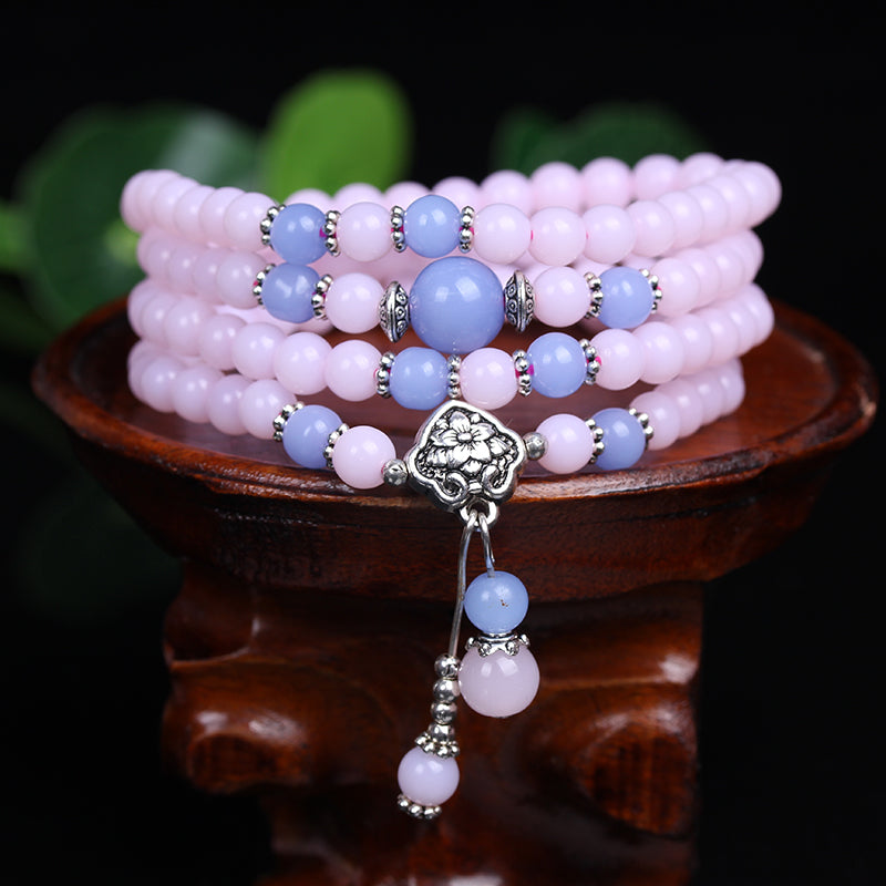 New Fashion 6mm Chalcedony Beads Tibetan Buddhist 108 Prayer Beads Necklace Gourd mala Prayer Bracelet for Meditation