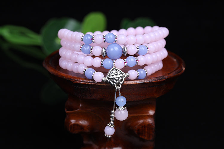New Fashion 6mm Chalcedony Beads Tibetan Buddhist 108 Prayer Beads Necklace Gourd mala Prayer Bracelet for Meditation
